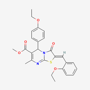 molecular formula C26H26N2O5S B4012450 methyl 2-(2-ethoxybenzylidene)-5-(4-ethoxyphenyl)-7-methyl-3-oxo-2,3-dihydro-5H-[1,3]thiazolo[3,2-a]pyrimidine-6-carboxylate 