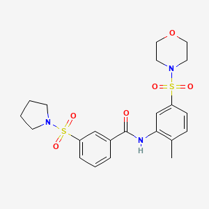 molecular formula C22H27N3O6S2 B4012451 N-[2-methyl-5-(4-morpholinylsulfonyl)phenyl]-3-(1-pyrrolidinylsulfonyl)benzamide 