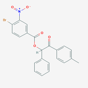 molecular formula C22H16BrNO5 B4012474 2-(4-methylphenyl)-2-oxo-1-phenylethyl 4-bromo-3-nitrobenzoate 