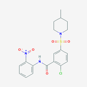 molecular formula C19H20ClN3O5S B4012492 2-chloro-5-[(4-methyl-1-piperidinyl)sulfonyl]-N-(2-nitrophenyl)benzamide 