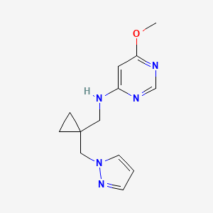 molecular formula C13H17N5O B4012498 6-methoxy-N-{[1-(1H-pyrazol-1-ylmethyl)cyclopropyl]methyl}pyrimidin-4-amine 