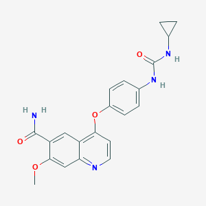 molecular formula C21H20N4O4 B040125 4-[4-(Cyclopropylcarbamoylamino)phenoxy]-7-methoxyquinoline-6-carboxamide CAS No. 417714-14-8