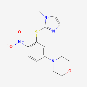 molecular formula C14H16N4O3S B4012512 4-{3-[(1-methyl-1H-imidazol-2-yl)thio]-4-nitrophenyl}morpholine 