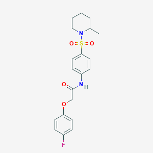 molecular formula C20H23FN2O4S B4012522 2-(4-fluorophenoxy)-N-{4-[(2-methyl-1-piperidinyl)sulfonyl]phenyl}acetamide 