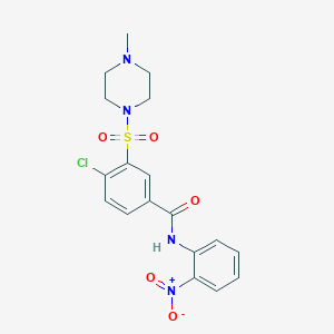 molecular formula C18H19ClN4O5S B4012537 4-chloro-3-[(4-methyl-1-piperazinyl)sulfonyl]-N-(2-nitrophenyl)benzamide 