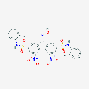 molecular formula C27H21N5O9S2 B401254 9-Hydroxyimino-4,5-dinitro-9H-fluorene-2,7-disulfonic acid bis-o-tolylamide 