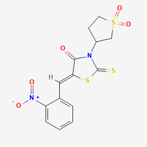 molecular formula C14H12N2O5S3 B4012585 3-(1,1-dioxidotetrahydro-3-thienyl)-5-(2-nitrobenzylidene)-2-thioxo-1,3-thiazolidin-4-one 