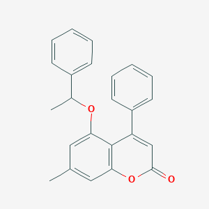 molecular formula C24H20O3 B4012702 7-methyl-4-phenyl-5-(1-phenylethoxy)-2H-chromen-2-one 