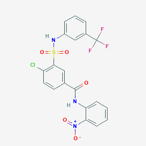 molecular formula C20H13ClF3N3O5S B4012708 4-chloro-N-(2-nitrophenyl)-3-({[3-(trifluoromethyl)phenyl]amino}sulfonyl)benzamide 