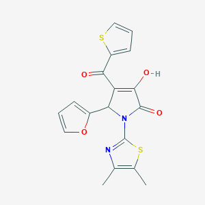 molecular formula C18H14N2O4S2 B4012715 1-(4,5-dimethyl-1,3-thiazol-2-yl)-5-(2-furyl)-3-hydroxy-4-(2-thienylcarbonyl)-1,5-dihydro-2H-pyrrol-2-one 