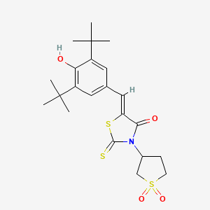 molecular formula C22H29NO4S3 B4012729 5-(3,5-di-tert-butyl-4-hydroxybenzylidene)-3-(1,1-dioxidotetrahydro-3-thienyl)-2-thioxo-1,3-thiazolidin-4-one 