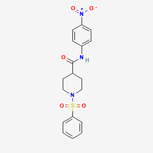 molecular formula C18H19N3O5S B4012737 N-(4-nitrophenyl)-1-(phenylsulfonyl)-4-piperidinecarboxamide 