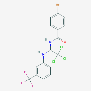 molecular formula C16H11BrCl3F3N2O B401275 4-Bromo-N-[2,2,2-trichloro-1-(3-trifluoromethyl-phenylamino)-ethyl]-benzamide 