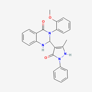 molecular formula C25H22N4O3 B4012780 2-(5-hydroxy-3-methyl-1-phenyl-1H-pyrazol-4-yl)-3-(2-methoxyphenyl)-2,3-dihydro-4(1H)-quinazolinone 