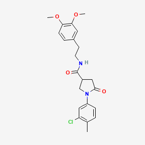 molecular formula C22H25ClN2O4 B4012784 1-(3-chloro-4-methylphenyl)-N-[2-(3,4-dimethoxyphenyl)ethyl]-5-oxo-3-pyrrolidinecarboxamide 