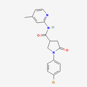 molecular formula C17H16BrN3O2 B4012789 1-(4-bromophenyl)-N-(4-methyl-2-pyridinyl)-5-oxo-3-pyrrolidinecarboxamide 