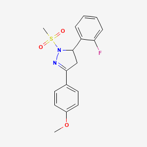 molecular formula C17H17FN2O3S B4012807 5-(2-fluorophenyl)-3-(4-methoxyphenyl)-1-(methylsulfonyl)-4,5-dihydro-1H-pyrazole 