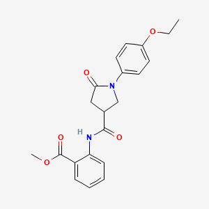 molecular formula C21H22N2O5 B4012812 methyl 2-({[1-(4-ethoxyphenyl)-5-oxo-3-pyrrolidinyl]carbonyl}amino)benzoate 