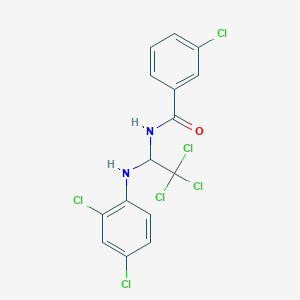 molecular formula C15H10Cl6N2O B401283 3-chloro-N-[2,2,2-trichloro-1-(2,4-dichloroanilino)ethyl]benzamide 