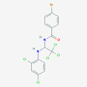 molecular formula C15H10BrCl5N2O B401285 4-bromo-N-[2,2,2-trichloro-1-(2,4-dichloroanilino)ethyl]benzamide 