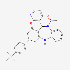 10-acetyl-3-(4-tert-butylphenyl)-11-(3-pyridinyl)-2,3,4,5,10,11-hexahydro-1H-dibenzo[b,e][1,4]diazepin-1-one
