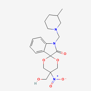 molecular formula C19H25N3O6 B4012878 5-(HYDROXYMETHYL)-1'-[(3-METHYLPIPERIDIN-1-YL)METHYL]-5-NITRO-1',2'-DIHYDROSPIRO[1,3-DIOXANE-2,3'-INDOL]-2'-ONE 