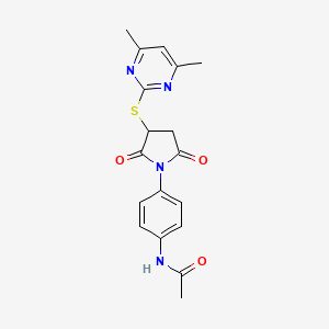 molecular formula C18H18N4O3S B4012884 N-(4-{3-[(4,6-二甲基-2-嘧啶基)硫]-2,5-二氧代-1-吡咯烷基}苯基)乙酰胺 