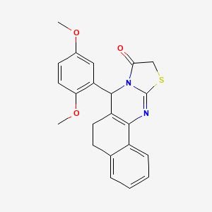 molecular formula C22H20N2O3S B4012900 7-(2,5-dimethoxyphenyl)-5,7-dihydro-6H-benzo[h][1,3]thiazolo[2,3-b]quinazolin-9(10H)-one 