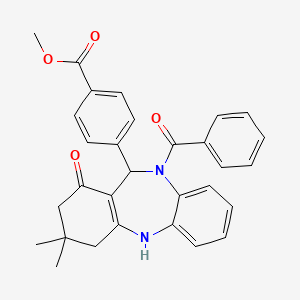 methyl 4-(10-benzoyl-3,3-dimethyl-1-oxo-2,3,4,5,10,11-hexahydro-1H-dibenzo[b,e][1,4]diazepin-11-yl)benzoate