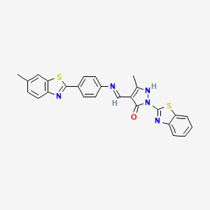 molecular formula C26H19N5OS2 B4012929 2-(1,3-benzothiazol-2-yl)-5-methyl-4-({[4-(6-methyl-1,3-benzothiazol-2-yl)phenyl]amino}methylene)-2,4-dihydro-3H-pyrazol-3-one 