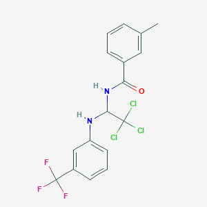molecular formula C17H14Cl3F3N2O B401296 3-methyl-N-{2,2,2-trichloro-1-[3-(trifluoromethyl)anilino]ethyl}benzamide 