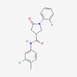 molecular formula C18H16ClFN2O2 B4012970 N-(3-chloro-4-methylphenyl)-1-(2-fluorophenyl)-5-oxo-3-pyrrolidinecarboxamide 