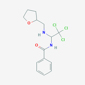 molecular formula C14H17Cl3N2O2 B401300 N-{2,2,2-trichloro-1-[(tetrahydrofuran-2-ylmethyl)amino]ethyl}benzamide 