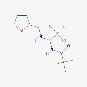molecular formula C12H21Cl3N2O2 B401302 2,2-dimethyl-N-{2,2,2-trichloro-1-[(tetrahydrofuran-2-ylmethyl)amino]ethyl}propanamide 