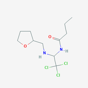 molecular formula C11H19Cl3N2O2 B401305 N-{2,2,2-trichloro-1-[(tetrahydrofuran-2-ylmethyl)amino]ethyl}butanamide 