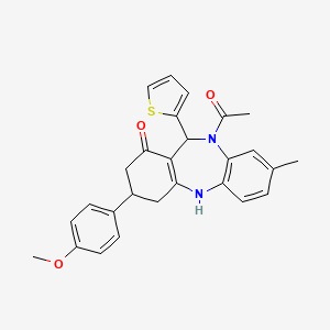 10-acetyl-3-(4-methoxyphenyl)-8-methyl-11-(2-thienyl)-2,3,4,5,10,11-hexahydro-1H-dibenzo[b,e][1,4]diazepin-1-one