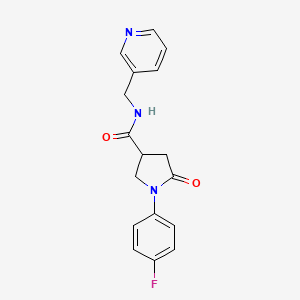 molecular formula C17H16FN3O2 B4013066 1-(4-fluorophenyl)-5-oxo-N-(3-pyridinylmethyl)-3-pyrrolidinecarboxamide 