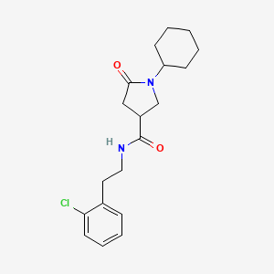 molecular formula C19H25ClN2O2 B4013072 N-[2-(2-chlorophenyl)ethyl]-1-cyclohexyl-5-oxo-3-pyrrolidinecarboxamide 