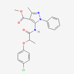 molecular formula C21H20ClN3O4 B4013074 methyl 5-{[2-(4-chlorophenoxy)propanoyl]amino}-3-methyl-1-phenyl-1H-pyrazole-4-carboxylate 