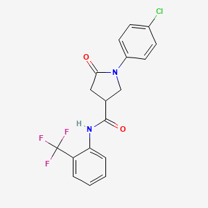 molecular formula C18H14ClF3N2O2 B4013081 1-(4-chlorophenyl)-5-oxo-N-[2-(trifluoromethyl)phenyl]-3-pyrrolidinecarboxamide 