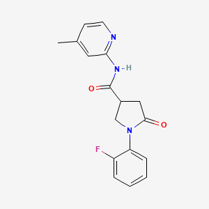 molecular formula C17H16FN3O2 B4013103 1-(2-fluorophenyl)-N-(4-methyl-2-pyridinyl)-5-oxo-3-pyrrolidinecarboxamide 