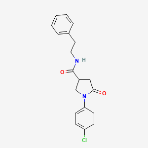 molecular formula C19H19ClN2O2 B4013111 1-(4-chlorophenyl)-5-oxo-N-(2-phenylethyl)-3-pyrrolidinecarboxamide 