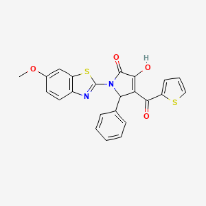 molecular formula C23H16N2O4S2 B4013123 3-hydroxy-1-(6-methoxy-1,3-benzothiazol-2-yl)-5-phenyl-4-(2-thienylcarbonyl)-1,5-dihydro-2H-pyrrol-2-one 
