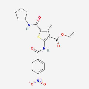molecular formula C21H23N3O6S B4013134 ethyl 5-[(cyclopentylamino)carbonyl]-4-methyl-2-[(4-nitrobenzoyl)amino]-3-thiophenecarboxylate 