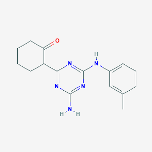 molecular formula C16H19N5O B4013142 2-{4-amino-6-[(3-methylphenyl)amino]-1,3,5-triazin-2-yl}cyclohexanone 