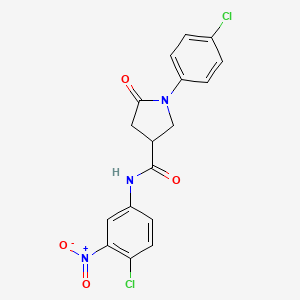 molecular formula C17H13Cl2N3O4 B4013156 N-(4-chloro-3-nitrophenyl)-1-(4-chlorophenyl)-5-oxo-3-pyrrolidinecarboxamide 