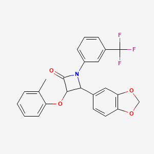 4-(1,3-benzodioxol-5-yl)-3-(2-methylphenoxy)-1-[3-(trifluoromethyl)phenyl]-2-azetidinone
