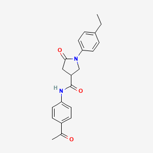 molecular formula C21H22N2O3 B4013181 N-(4-acetylphenyl)-1-(4-ethylphenyl)-5-oxo-3-pyrrolidinecarboxamide 
