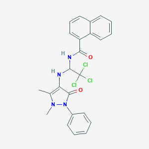 molecular formula C24H21Cl3N4O2 B401321 N-{2,2,2-trichloro-1-[(1,5-dimethyl-3-oxo-2-phenyl-2,3-dihydro-1H-pyrazol-4-yl)amino]ethyl}naphthalene-1-carboxamide 