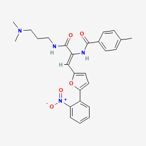 molecular formula C26H28N4O5 B4013254 N-{1-({[3-(dimethylamino)propyl]amino}carbonyl)-2-[5-(2-nitrophenyl)-2-furyl]vinyl}-4-methylbenzamide 